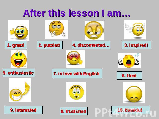After this lesson I am…