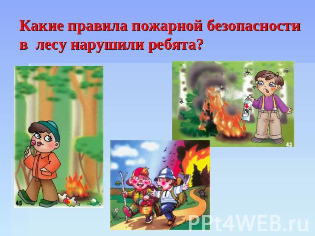 Какие правила пожарной безопасности в лесу нарушили ребята?