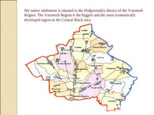 My native settlement is situated in the Podgorenskiy district of the Voronezh Re