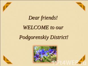 Dear friends! WELCOME to our Podgorenskiy District!