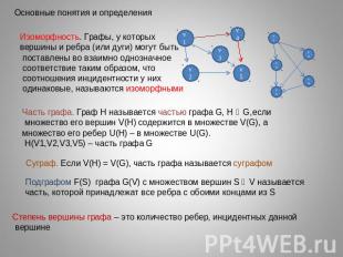 Основные понятия и определенияИзоморфность. Графы, у которых вершины и ребра (ил