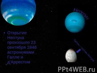 Открытие Нептуна произошло 23 сентября 1846 астрономами Галле и д'Аррестом