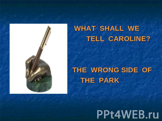 WHAT SHALL WE TELL CAROLINE?THE WRONG SIDE OF THE PARK