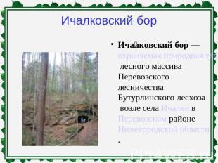 Ичалковский борИчалковский бор — охраняемая природная территория лесного массива