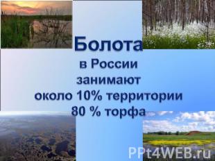 Болота в Россиизанимаютоколо 10% территории80 % торфа