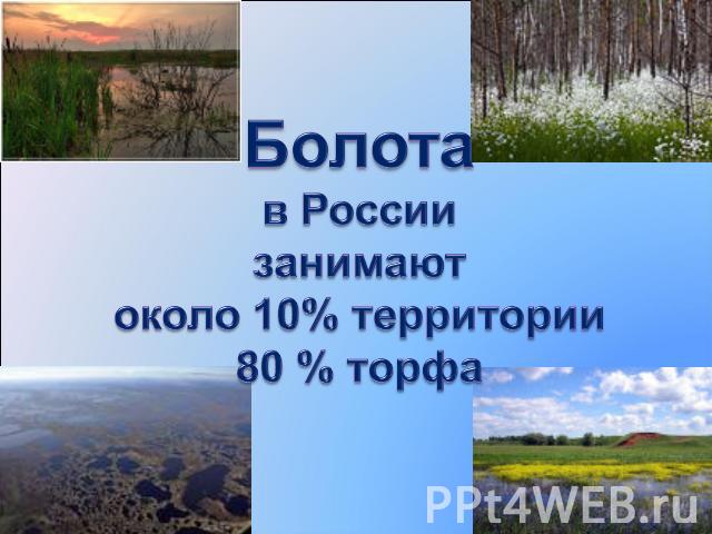 Болота в Россиизанимаютоколо 10% территории80 % торфа