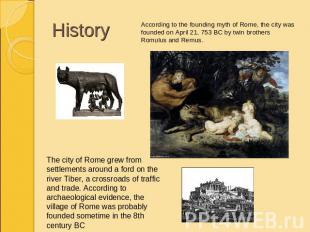 HistoryAccording to the founding myth of Rome, the city was founded on April 21,