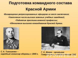 Подготовка командного состава Красной АрмииВозвращение репрессированных офицеров