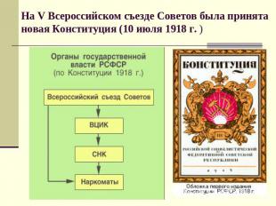 На V Всероссийском съезде Советов была принята новая Конституция (10 июля 1918 г
