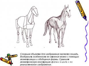 Сложным объектом для изображения является лошадь. Вообразить особенности ее стро