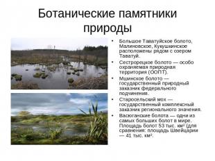Ботанические памятники природы Большое Таватуйское болото, Малиновское, Кукушкин