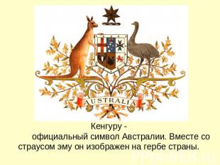 Кенгуру - официальный символ Австралии. Вместе со страусом эму он изображен на г