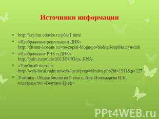 Источники информацииhttp://say.has.edusite.ru/p8aa1.html«Изображение репликации