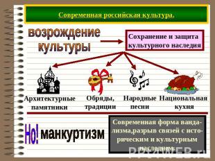 Современная российская культура. возрождение культуры Сохранение и защита культу