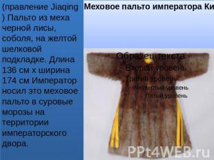 Меховое пальто императора Китая 1796-1820 годы (правление Jiaqing) Пальто из мех