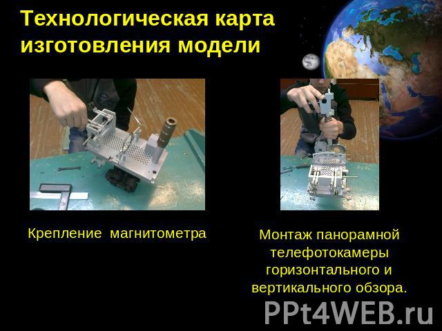 Технологическая карта изготовления модели Крепление магнитометра. Монтаж панорамной телефотокамеры горизонтального и вертикального обзора.