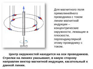Для магнитного поля прямолинейного проводника с током линии магнитной индукции –