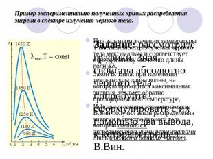 Пример экспериментально полученных кривых распределения энергии в спектре излуче
