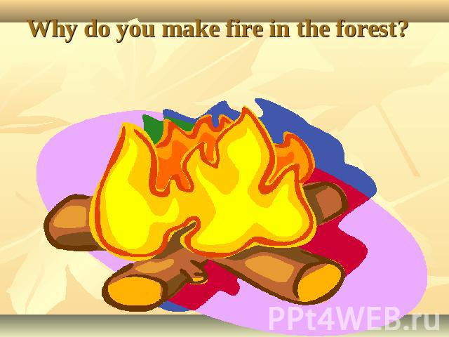 Why do you make fire in the forest?