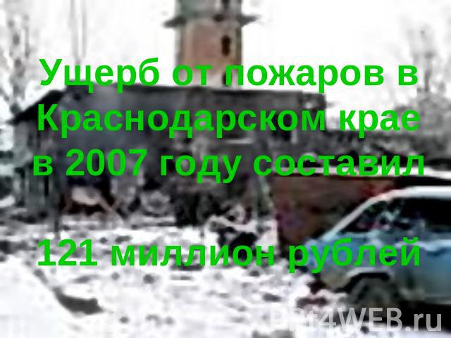 Ущерб от пожаров в Краснодарском крае в 2007 году составил 121 миллион рублей