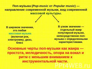 Поп-музыка (Pop-music от Popular music) — направление современной музыки, вид со