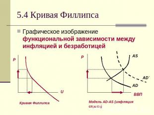 5.4 Кривая Филлипса Графическое изображение функциональной зависимости между инф