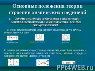 Основные положения теории строения химических соединенй 1. Атомы в молекулах сое