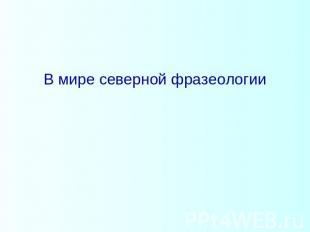 В мире северной фразеологии