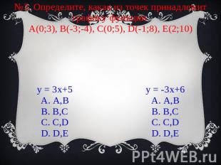 №3. Определите, какая из точек принадлежит графику функции А(0;3), В(-3;-4), С(0