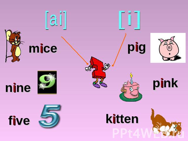 [ai] mice nine five [i] pig pink kitten