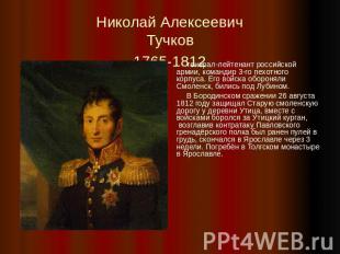 Николай АлексеевичТучков&nbsp;1765-1812 генерал-лейтенант российской армии, кома