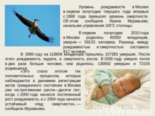 Уровень рождаемости в Москве в первом полугодии текущего года впервые с 1988 год