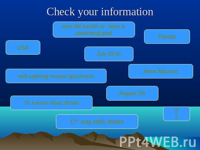 Check your information