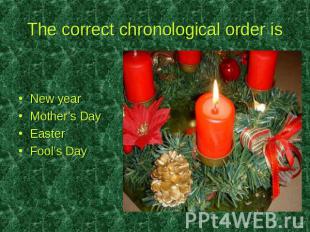 The correct chronological order is New yearMother’s DayEasterFool’s Day