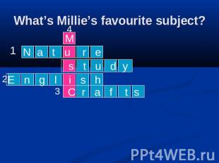 What’s Millie’s favourite subject?