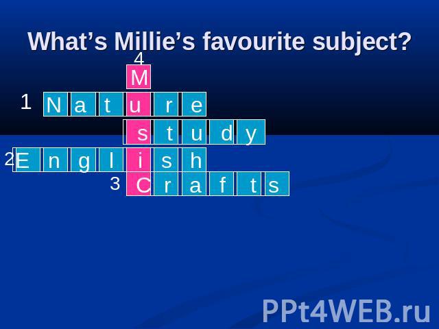 What’s Millie’s favourite subject?