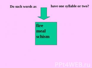 Do such words as have one syllable or two? firemeal schism