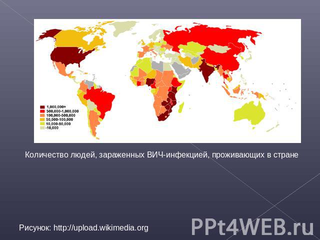 Количество людей, зараженных ВИЧ-инфекцией, проживающих в стране