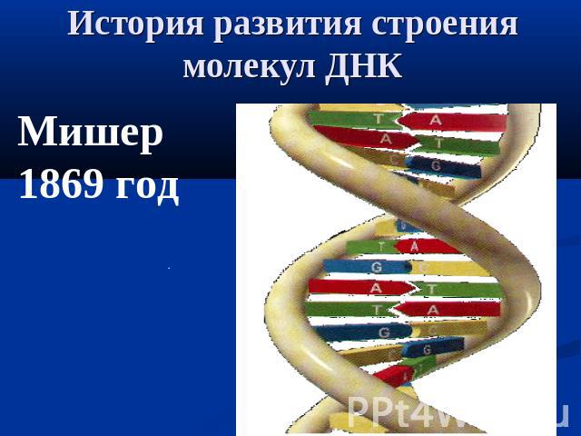 История развития строения молекул ДНК Мишер 1869 год