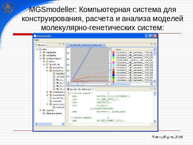 MGSmodeller: Компьютерная система для конструирования, расчета и анализа моделей молекулярно-генетических систем: