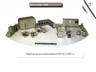 Поколения ЭВМ Макет вычислительной машины ENIVAC-I (1955 г.)