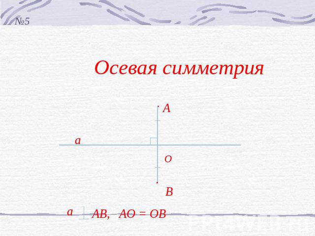 Осевая симметрия АВ, АО = ОВ