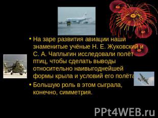 На заре развития авиации наши знаменитые учёные Н. Е. Жуковский и С. А. Чаплыгин