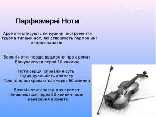 Парфюмерні НотиАромати описують як музичні інструментиз трьома типами нот, які с