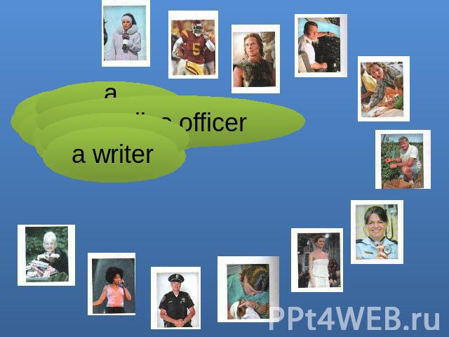 a writer a farmer a police officer a teacher a sportsman
