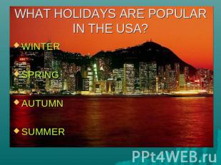 WHAT HOLIDAYS ARE POPULAR IN THE USA? WINTER SPRING AUTUMN SUMMER
