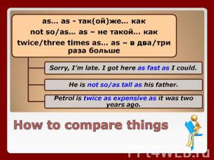 as… as - так(ой)же… как not so/as… as – не такой… как twice/three times as… as –