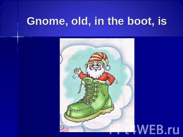 Gnome, old, in the boot, is
