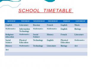 SCHOOL TIMETABLE