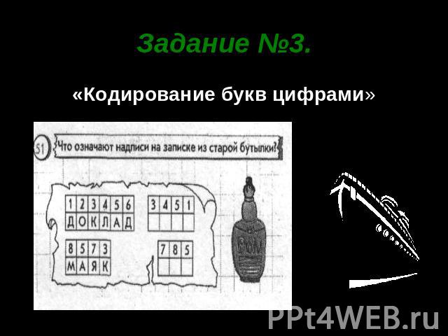 Задание №3 «Кодирование букв цифрами»